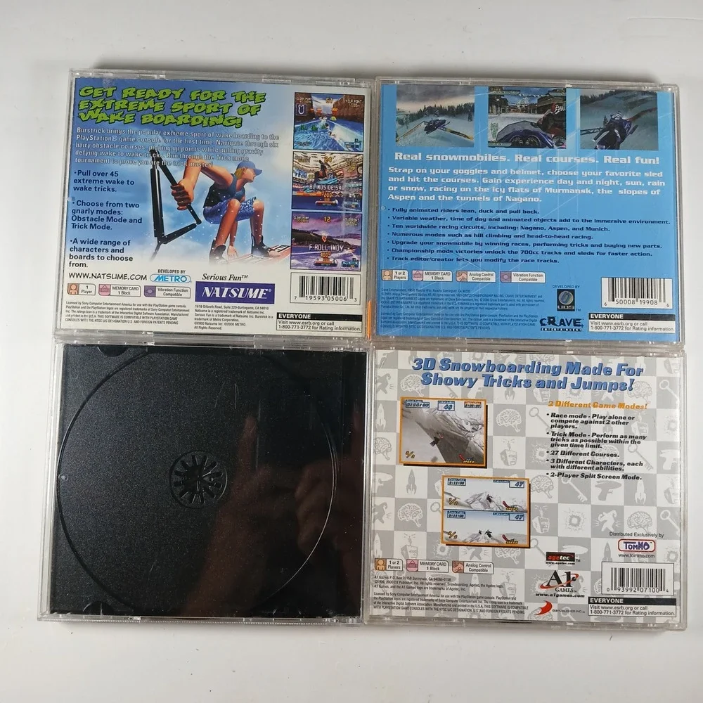Sony PlayStation Video Game Lot 4 Games Cool Boarders Sno-Cross Burst Trick PS1